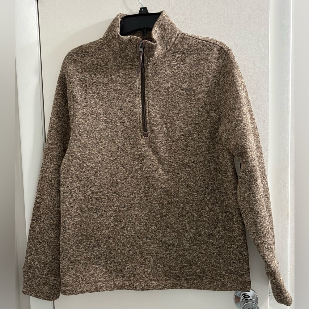 NWOT Sz M Old Navy Men's Sweater-Knit Fleece 1/4 Zip Pullover Heather Brown